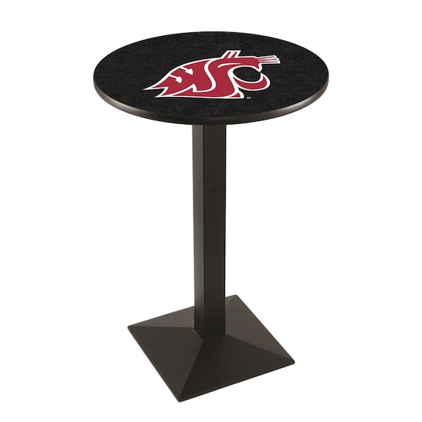 42" Blk Wrinkle Washington State Pub Table, 36" dia. Top