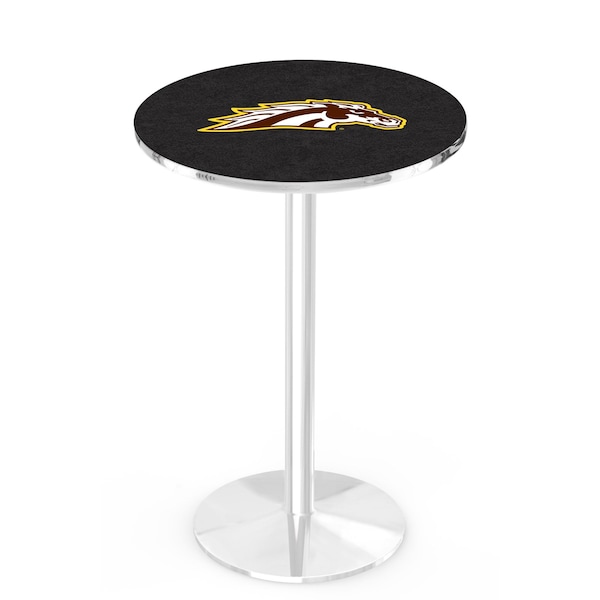 42" Chrome Western Michigan Pub Table, 36" dia. Top