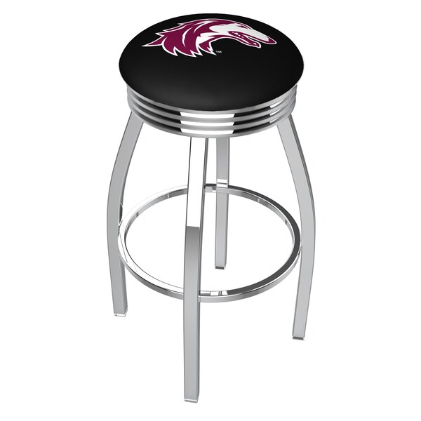 25" Chrome Southern Illinois Swivel Bar Stool, Accent Ring