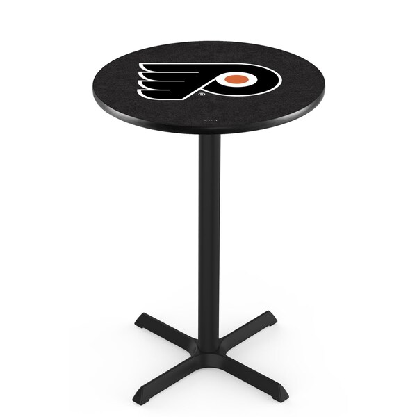 42" Blk Wrinkle Philadelphia Flyers Pub Table, 36" dia. Top