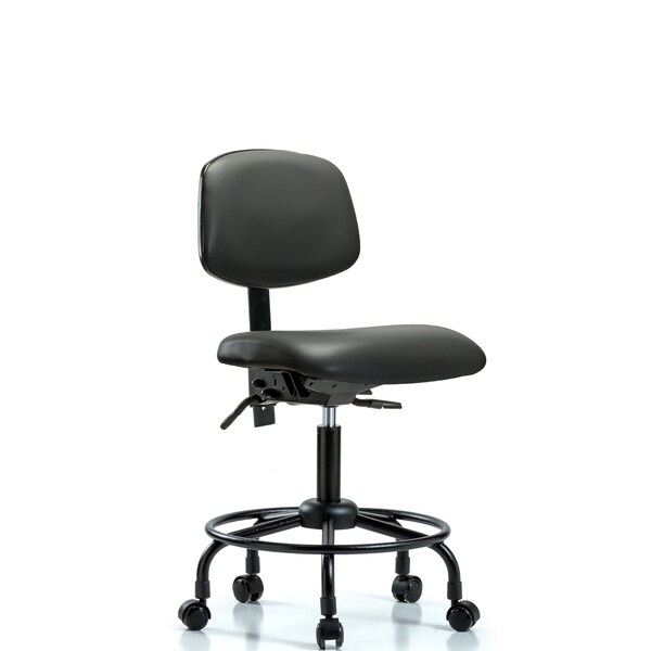 Vinyl Chair, Desk, Round Tube Base, Tilt, Casters, Carbon