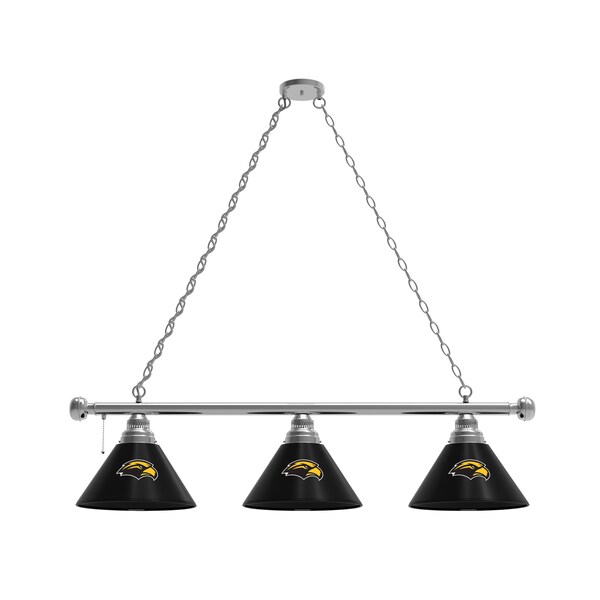 Southern Miss 3 Shade Billiard Light, Chrome Fixture