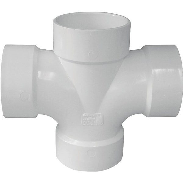 B  K 05240H Reducing Double Sanitary Pipe Tee, 4 x 2 in, Hub, PVC, SCH 40 Schedule