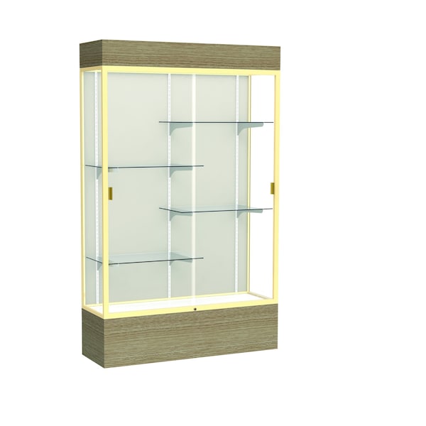 Reliant Lighted Floor Case, Plaque, Champagne, 48"Wx80"Hx16"D