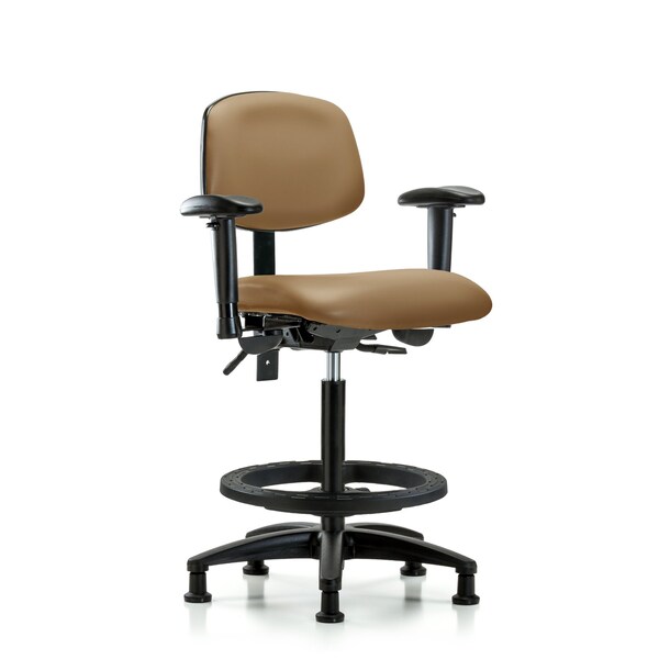 Chair, Fab, Hi Bench, Tilt BF Casters, Gry, 6-Way Adjustable, 26" to 35" Height, Taupe