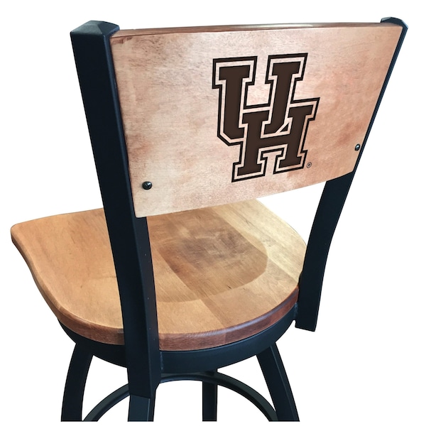 25" Blk Wrinkle Houston Swivel Bar Stool, Laser Engraved Back
