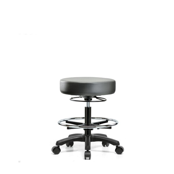 Vinyl Mini-Stool, Med Bench, CF, Casters, Sterling