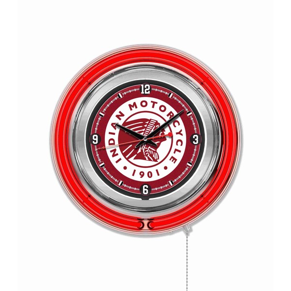 Indian Motorcycle Double Neon 15" Clock