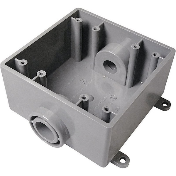 Electrical Box, 32 cu in, Outlet Box Type, 2 Gangs, PVC