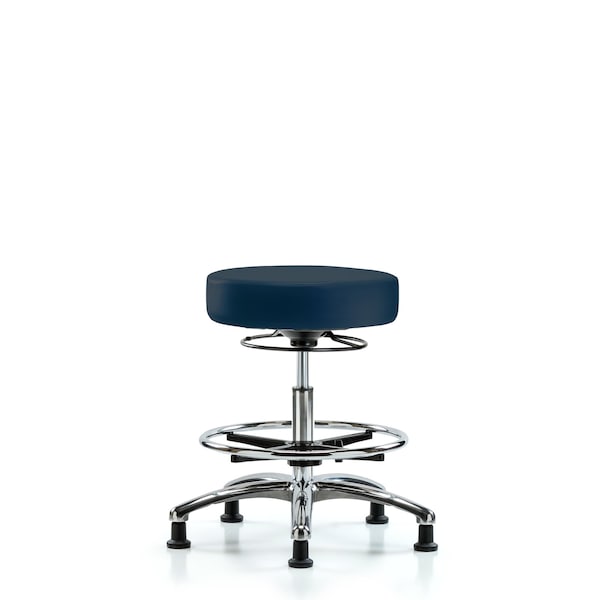 Bench Stool, Med, Vin, Chrm, CF, Glides, Nav