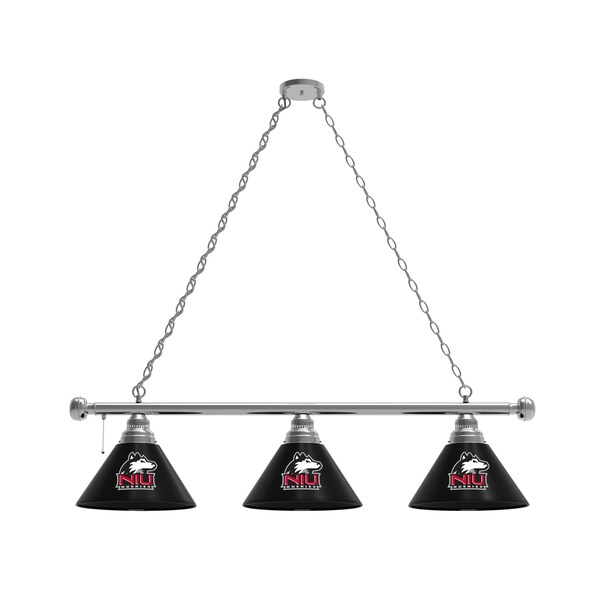 Northern Illinois 3 Shade Billiard Light, Chrome Fixture