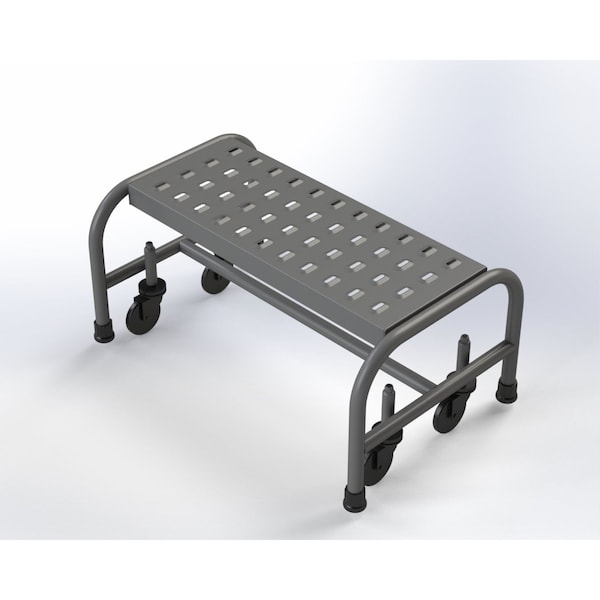 Industrial Step Stool, 1 Step, 24"W Perforated Tread, 450 lbs. Capacity