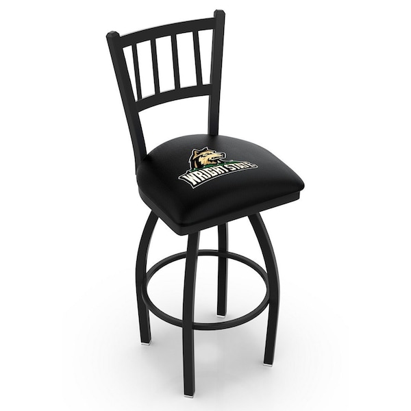 25" Blk Wrinkle Wright State Swivel Bar Stool, Jailhouse Back