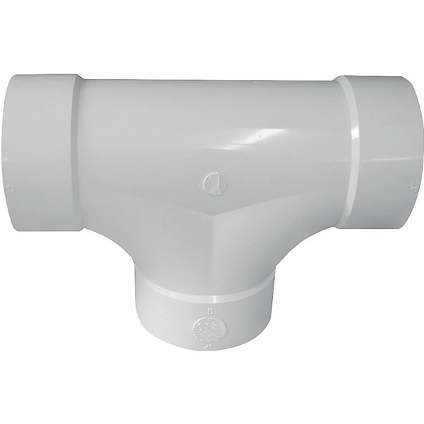 CANPLAS Sanitary Pipe Tee, 4 in, Hub, PVC, White