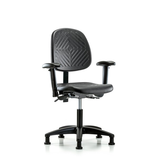 Desk Chair Desk Chair, Med, Poly, Bk, AA, Glides, Adjustable Arms, 17" to 22" Height, Black; Blue