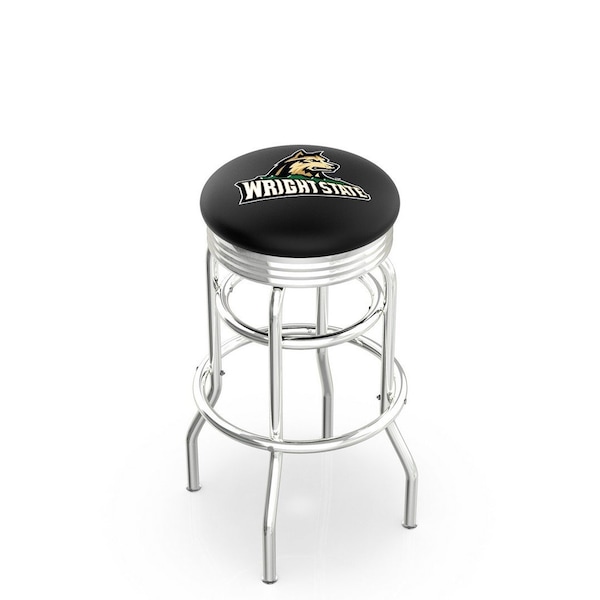 25" Chrome 2-Ring Wright State Swivel Bar Stool, Accent Ring