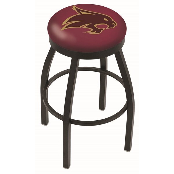 25" Blk Wrinkle Texas State Swivel Bar Stool, Accent Ring