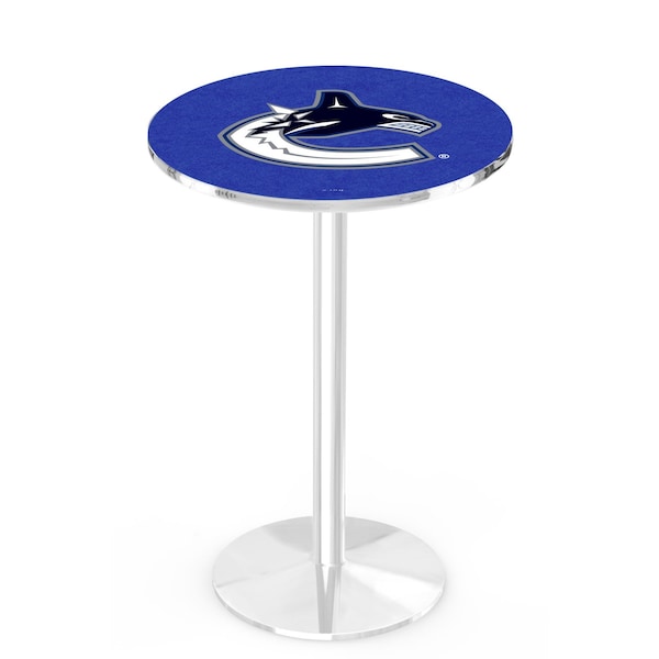 42" Chrome Vancouver Canucks Pub Table, 36" dia. Top