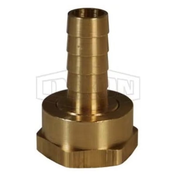 Short Shank Machined Coupling with Swivel Nut, 3/4 x 1/2 in Nominal, FNPSH x NPSM End Style, Brass,