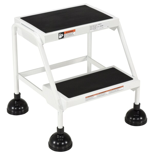 18.5 H Steel Commercial Spring Loaded Rolling Ladder, 2 Steps
