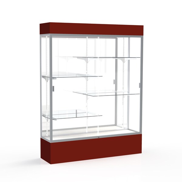 Lighted Floor Display Case 60x80x16, Mirror, Satin