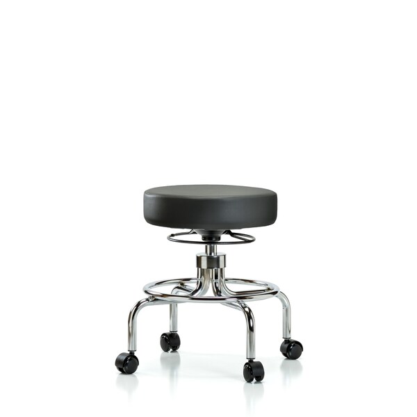Vinyl Screw-Lift Stool, Med Bench, Casters, Carbon