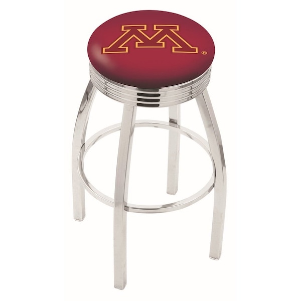 25" Chrome Minnesota Swivel Bar Stool, Accent Ring