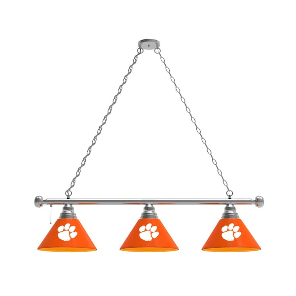 Clemson 3 Shade Billiard Light, Chrome Fixture