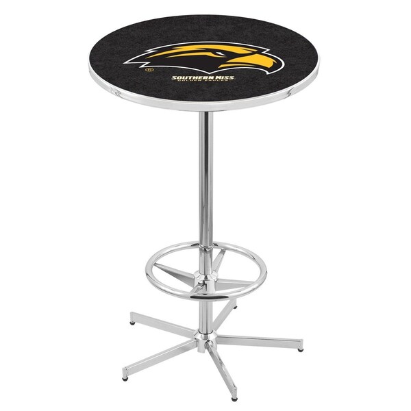 42" Chrome Southern Miss Pub Table, 36" dia. Top