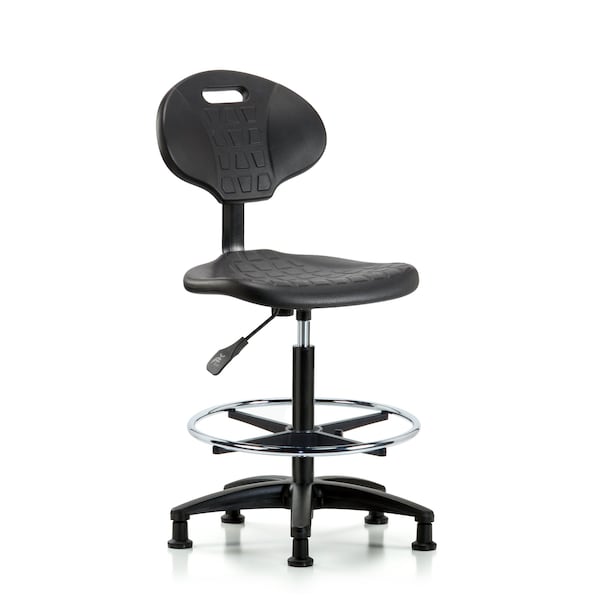 Erie Hi Bench Chair, CF, Glides, No Arms, 23" to 33" Height, Black; Blue
