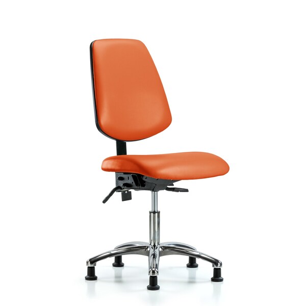 Desk Chair Desk Chair, Vinyl, Med, Bk, Glds, Org, No Arms, 18" to 23" Height, Vinyl, Orange Kist
