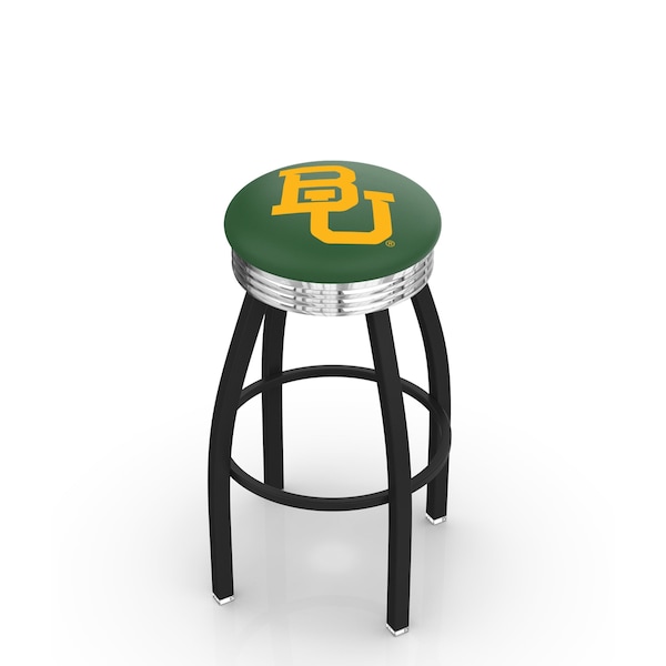 25" Blk Wrinkle Baylor Swivel Bar Stool, Chrome Ring
