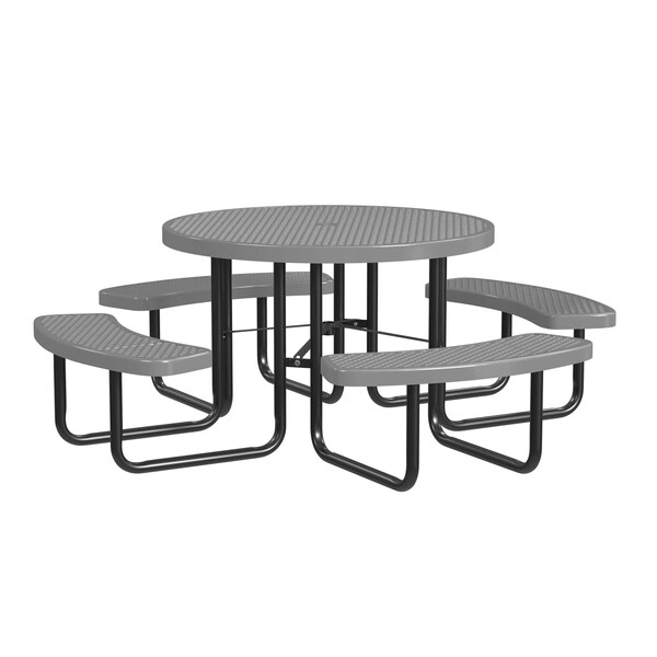Round Portable Picnic Table, Gray, 46 in