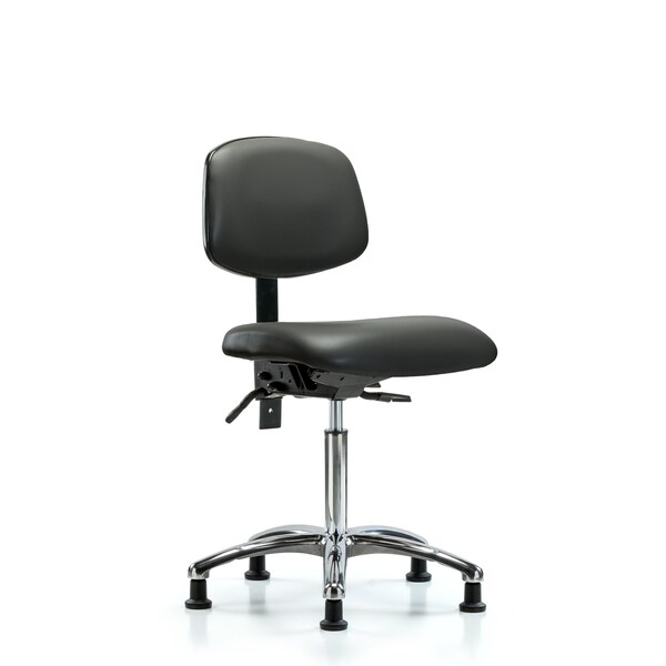 Vinyl Chair Chrome, Med Bench, Glides, Carbon
