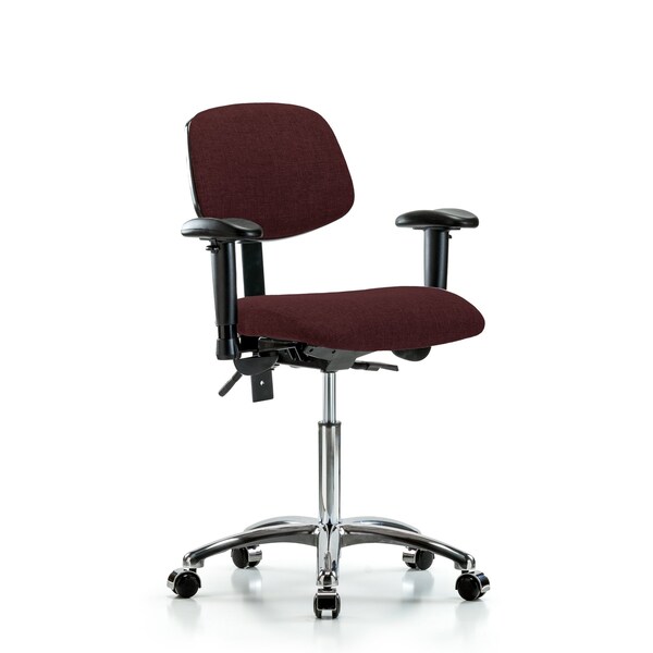Chair, Fab, Med Bench, Chr AA Casters, Bur, 6-Way Adjustable, 22" to 29" Height, Burgundy