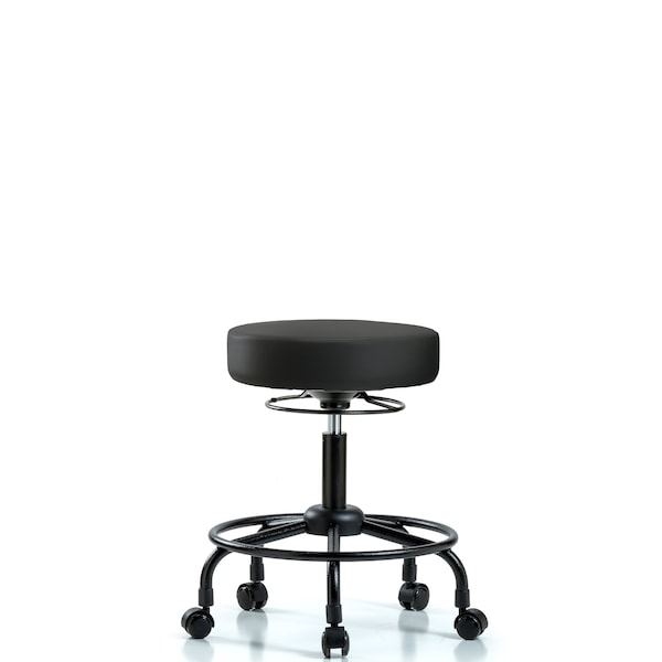 Desk Stool, Vinyl, RT, Casters, BLK