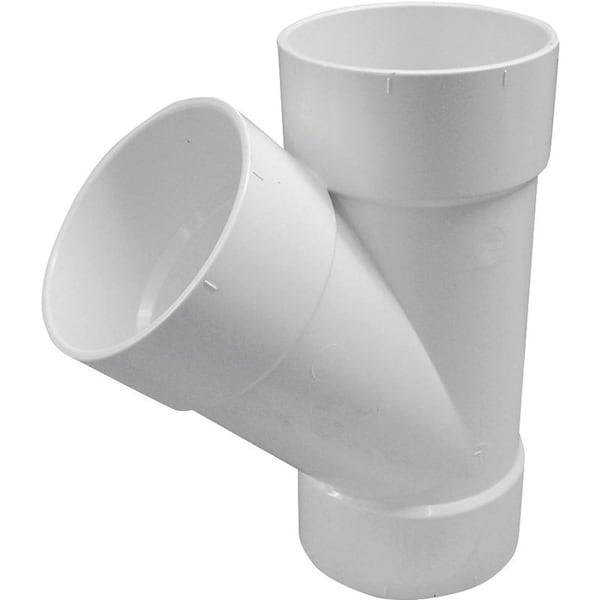 CANPLAS Sewer Pipe Wye, 6 x 6 x 4 in, Hub, PVC, White, SCH 40 Schedule