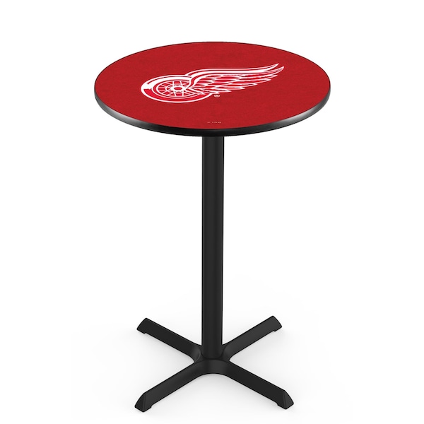 42" Blk Wrinkle Detroit Red Wings Pub Table, 36" dia. Top