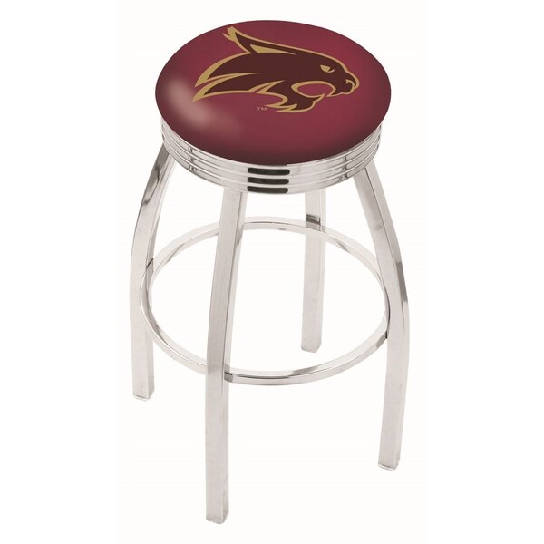25" Chrome Texas State Swivel Bar Stool, Accent Ring