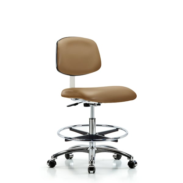 Clean Room Chair Med Ben Chair, Vin, Chr, CF, Cast, Taupe, CL10, 22" to 29" Height, Vinyl, Taupe
