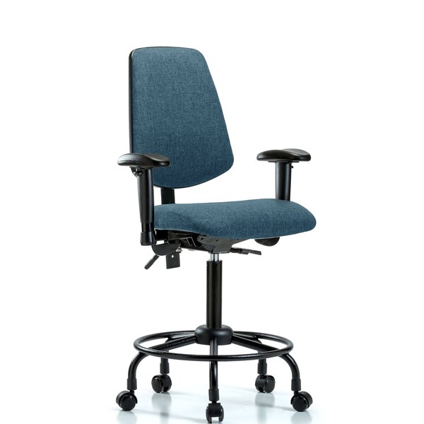 Fab Med Bench Chair, Bk, RT, Cast, Blu, 6-Way Adjustable, 24" to 31" Height, Blue