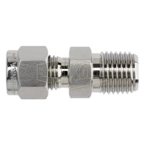 The Right Connection Instrumentation Connector, 3/8 in x 1/2-14 Nominal, Tube x MNPT End Style, Dome