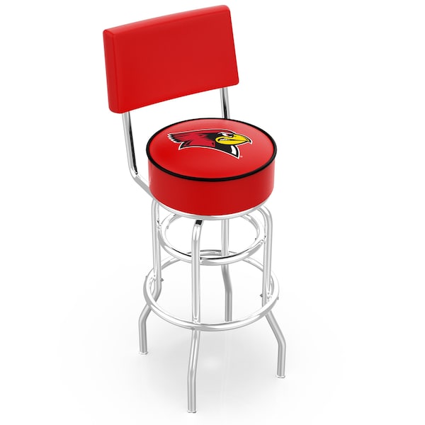 25" Chrome 2-Ring Illinois State Swivel Bar Stool, Back