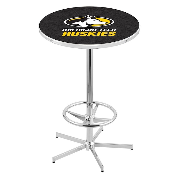 42" Chrome Michigan Tech Pub Table, 36" dia. Top
