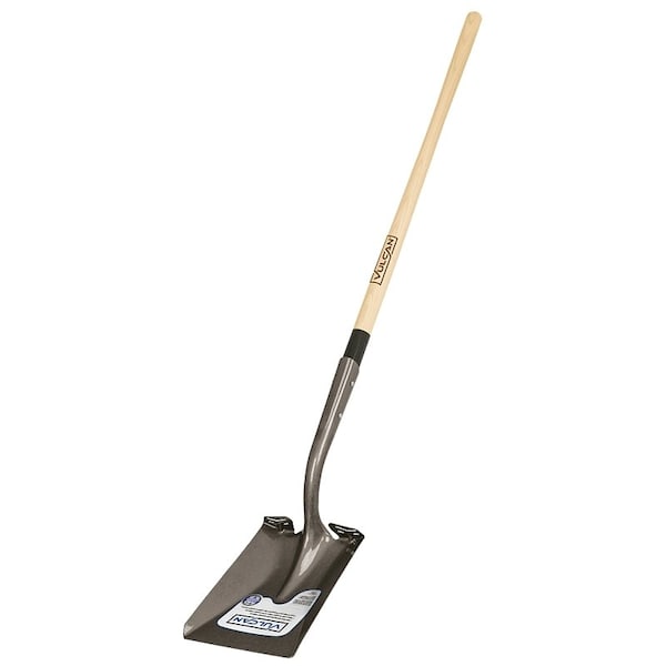 14 ga Square Point Shovel, Wood Double Riveted Handle, 48 in L Handle