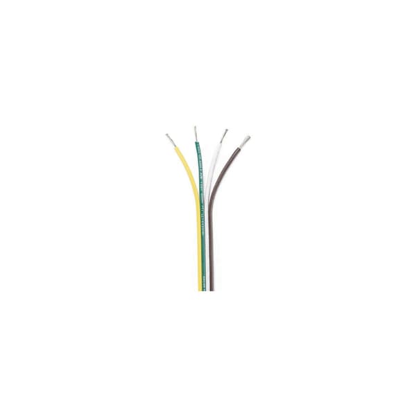 Marine Grade Tinned Copper White Flat Signal Cable, 16/4 AWG, 100', Brown/Green/White/Yellow