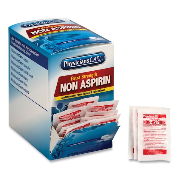 Non Aspirin Acetaminophen Medication, Two-Pack, PK50
