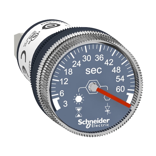 Panel mounted timer monofunction, Harmony XB5, plastic, 22mm, time delay 3.60s, 100.240V AC DC
