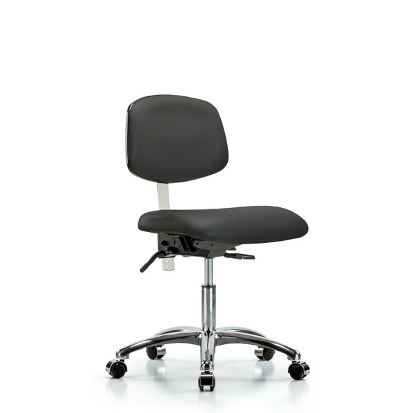 Clean Room Chair Desk Chair, Vinyl, Chrm, Casters, Gry, CL100, No Arms, 18" to 23" Height, Vinyl