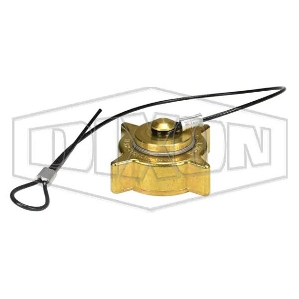 Hose Cap with Knob Plug and Chain, 2-1/4 in, Female ACME, Brass, Domestic